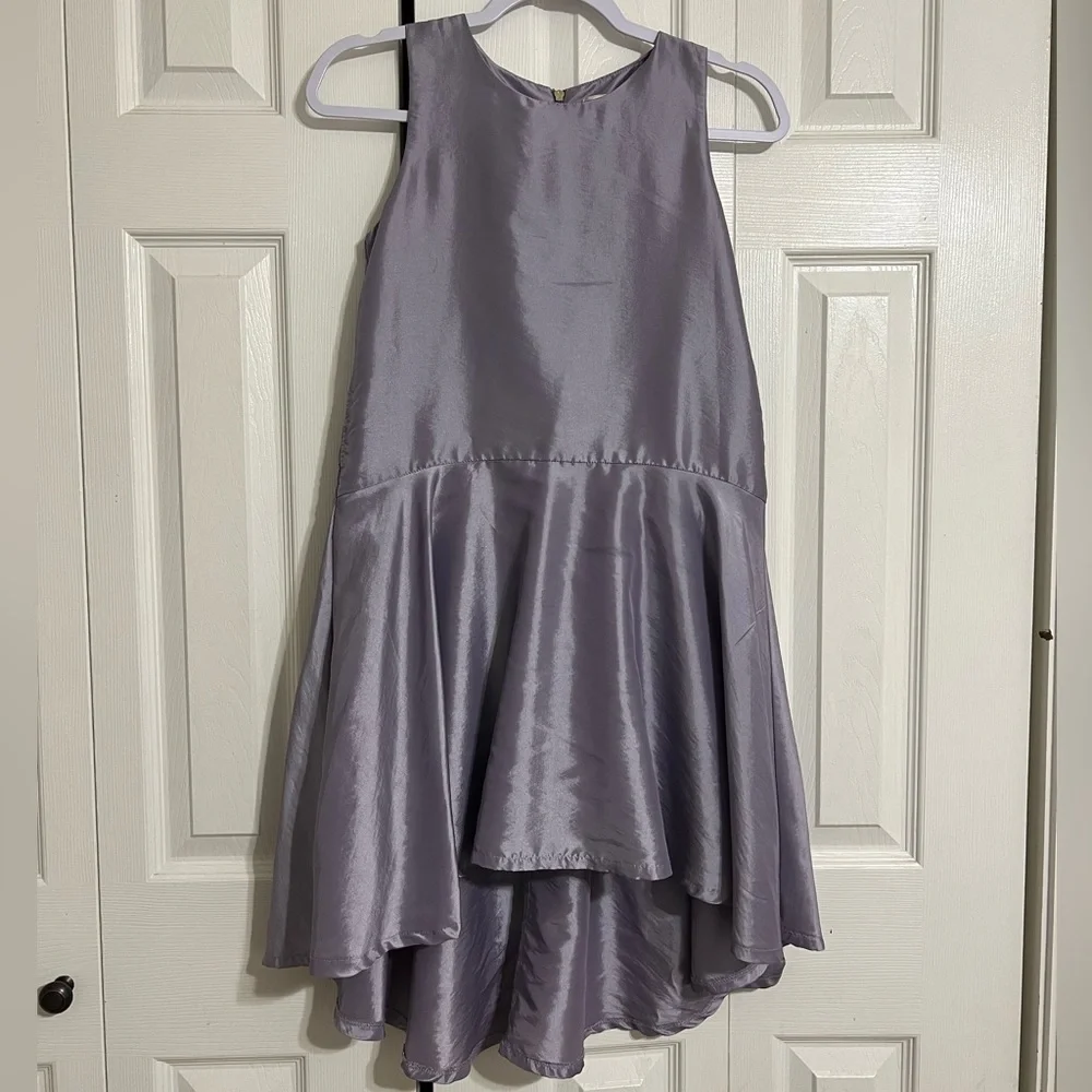 GB Girls Purple Satin Taffeta High Low Drop Waist W/Pockets Dress Size 12